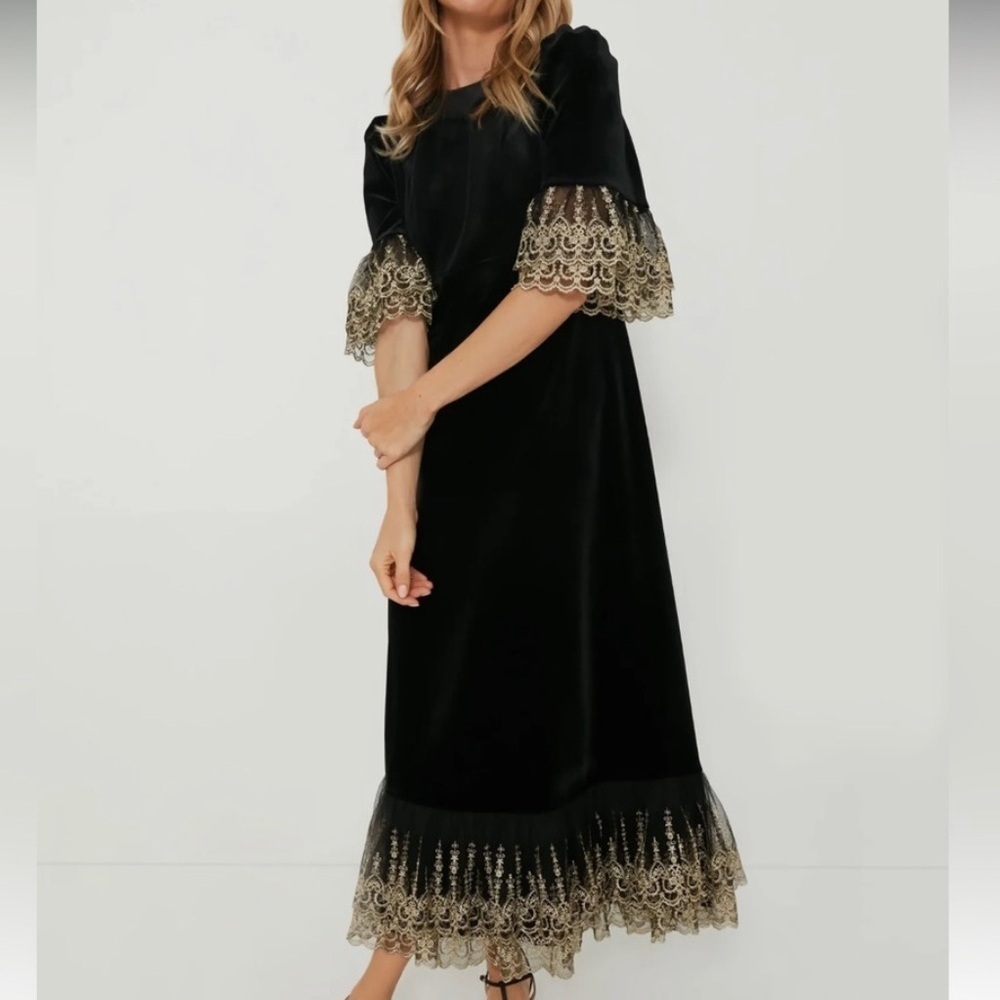 NEW Pomander Place Velvet Lilith Midi Dress Women’s XL Black Formal Wedding Boho